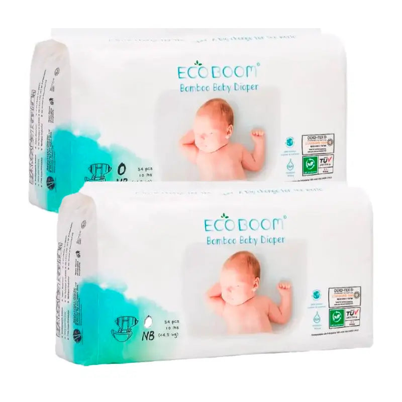 Eco Boom Pack 2X Couche en Bambou Pur Nb 0, 68 pcs.