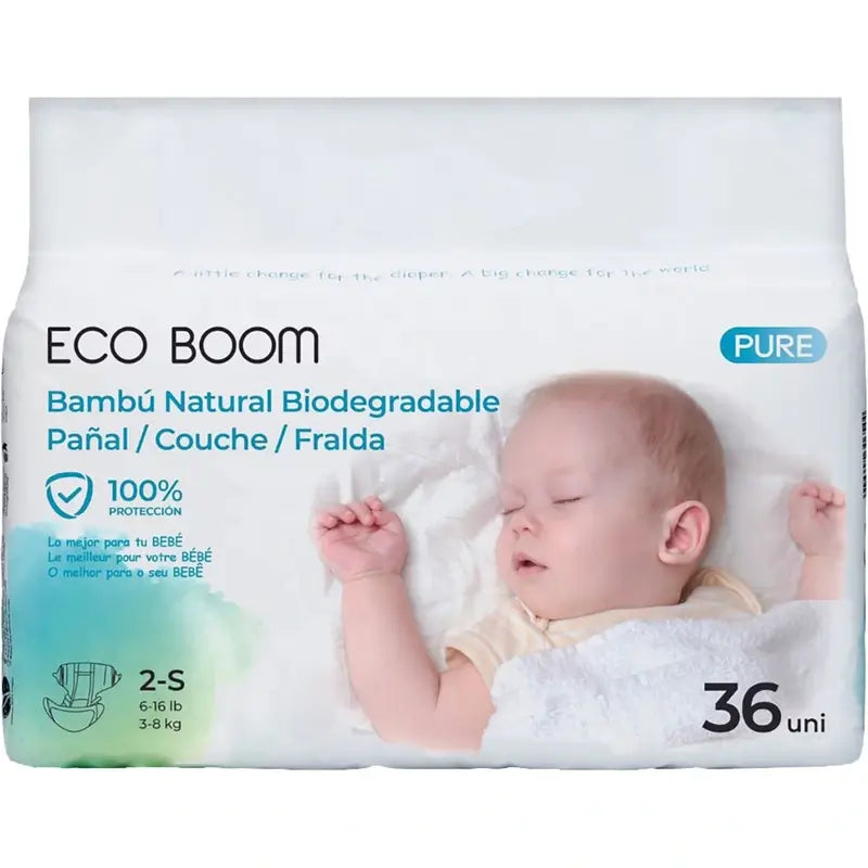Couche en bambou Eco Boom Pure S 2, 36 pcs.
