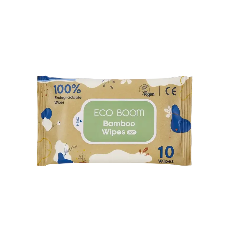 Eco Boom 100% Natural Bamboo Wipes Pack, 10 pcs.