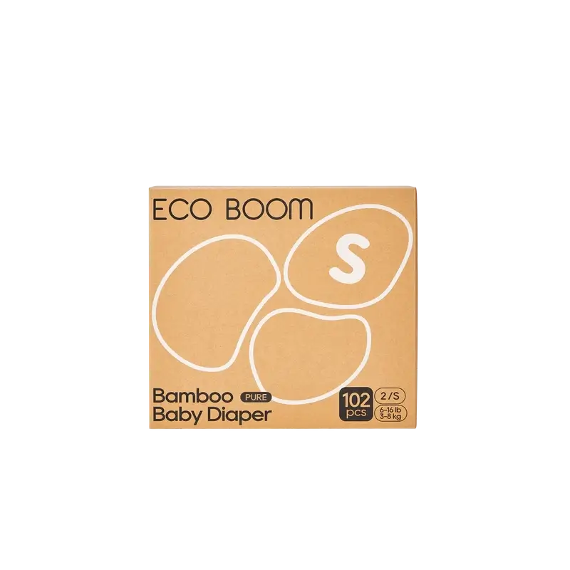 Couches ECO BOOM PURE 100% naturelles en bambou - Taille 2/S (3-8 kg) - 102 pcs.