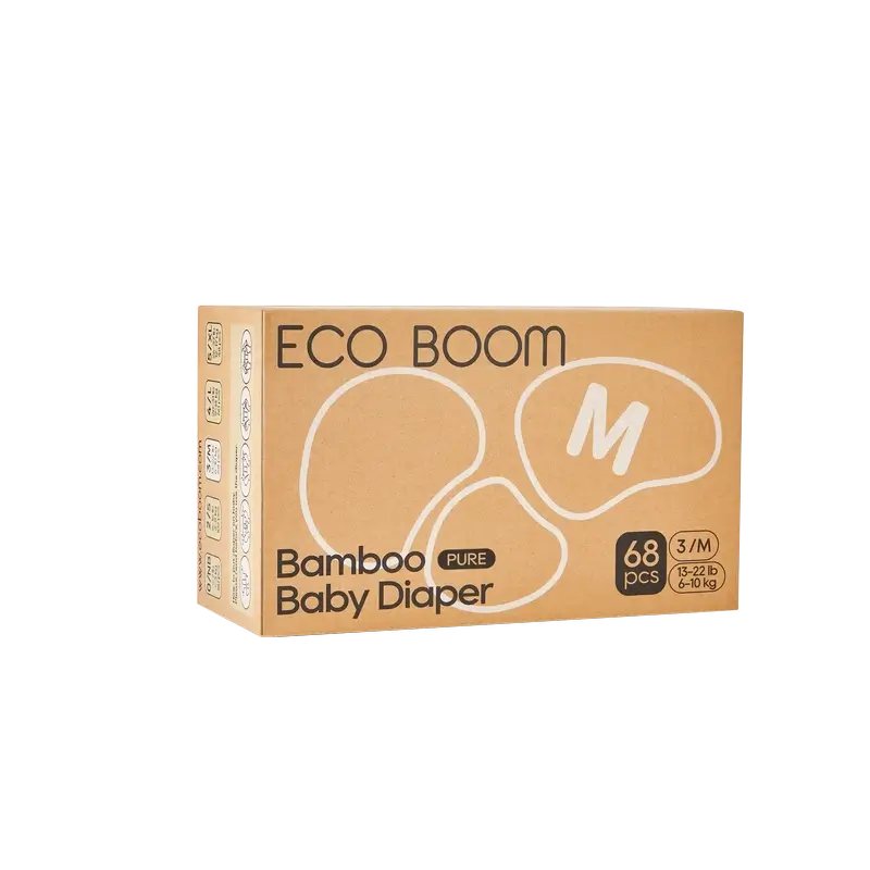 Couches ECO BOOM PURE 100% naturelles en bambou - Taille 3/M (6-10 kg) - 68 pcs.