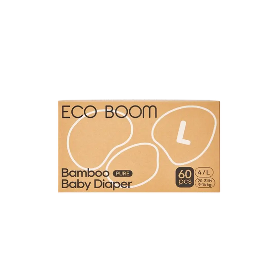 ECO BOOM PURE 100% natural bamboo nappies - Size 4/L (9-14 kg) - 60 pcs.