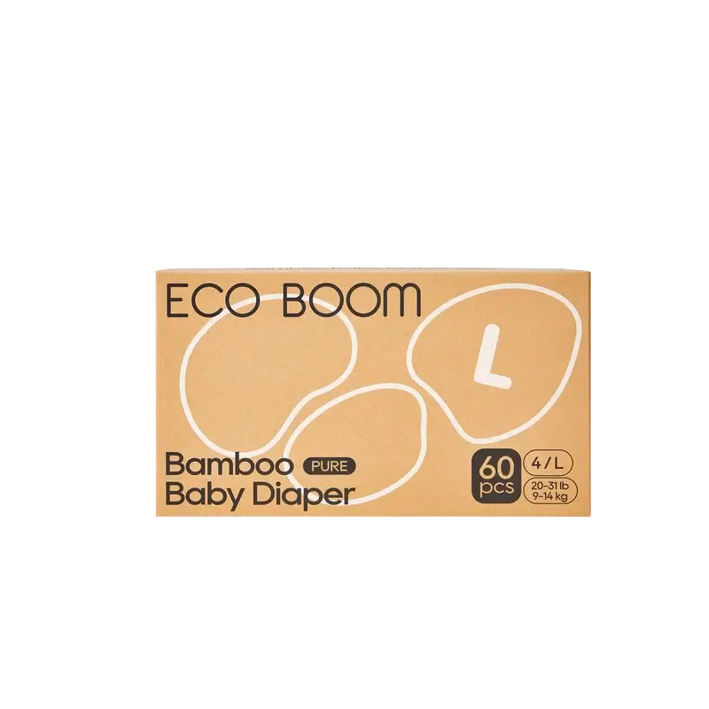 Couches ECO BOOM PURE 100% naturelles en bambou - Taille 4/L (9-14 kg) - 60 pcs.