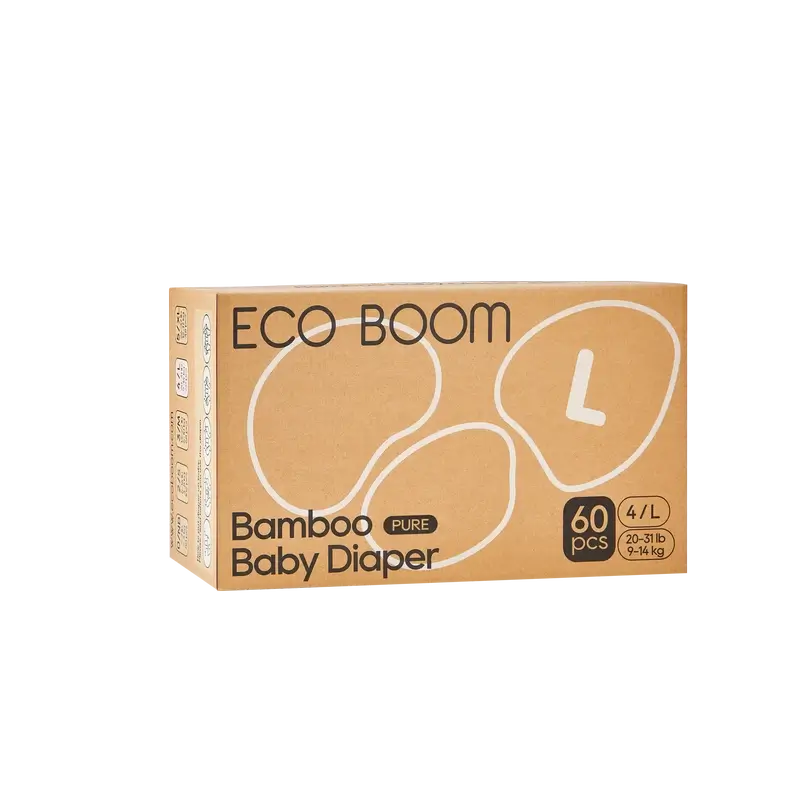 Couches ECO BOOM PURE 100% naturelles en bambou - Taille 4/L (9-14 kg) - 60 pcs.