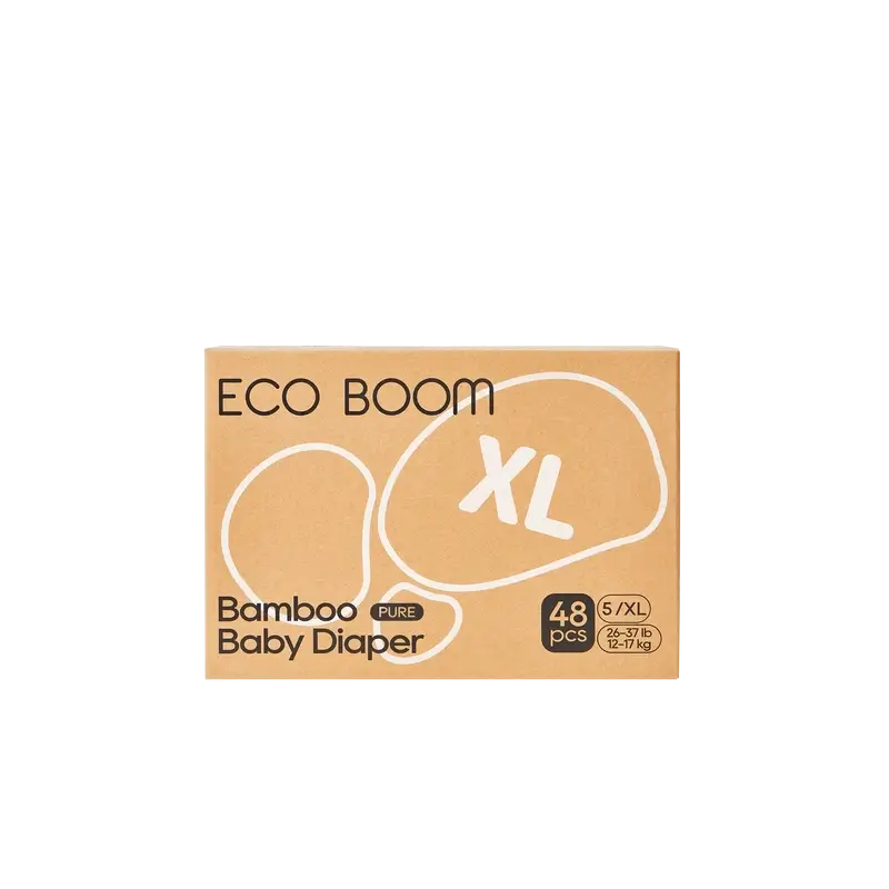 Couches ECOBOOM PURE 100% naturelles en bambou - Taille 5/XL (12-17 kg) - 48 pcs.