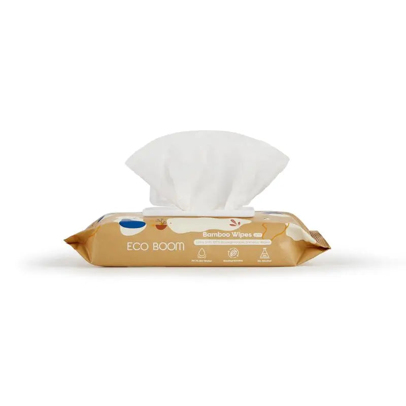 Lingettes humides en bambou Eco Boom, 60 pièces