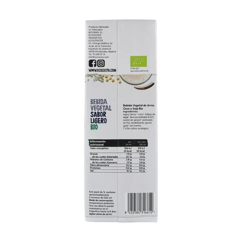 Ecocesta Boisson végétale allégée 1L. Bio