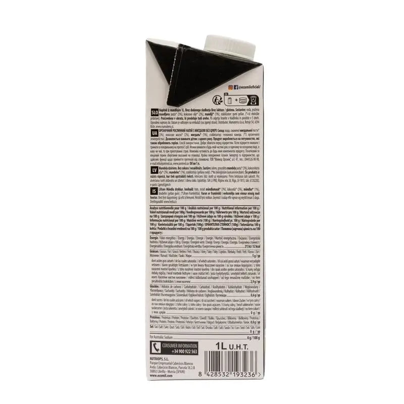 Ecomil Amande Nature Keto Bio, 1L x 6 pcs.