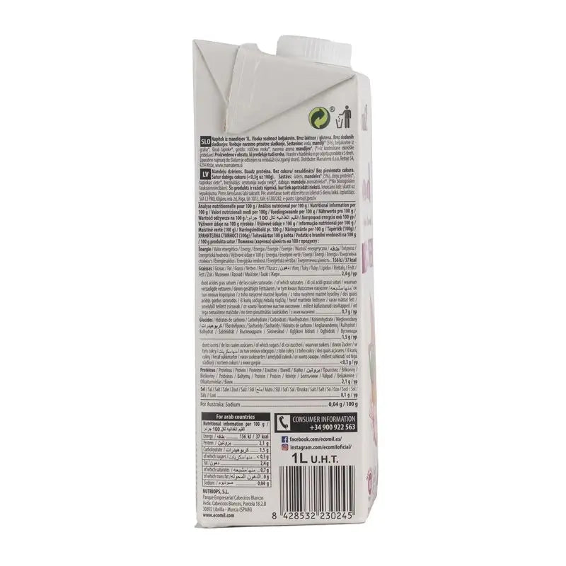 Ecomil Amande Nature Protéine, 1 litre