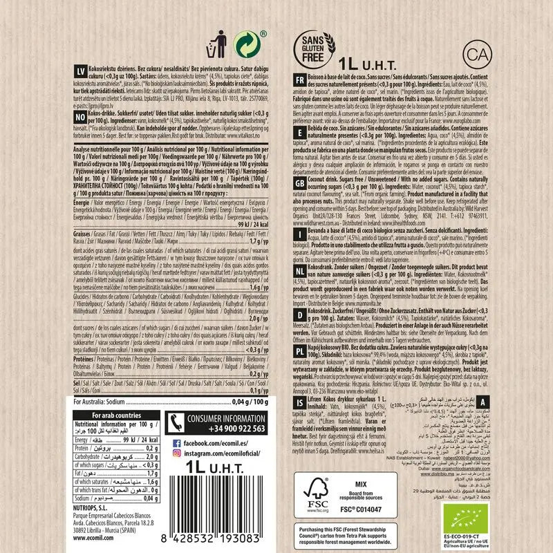 Ecomil Coconut Classic Nature Bio, 1 l