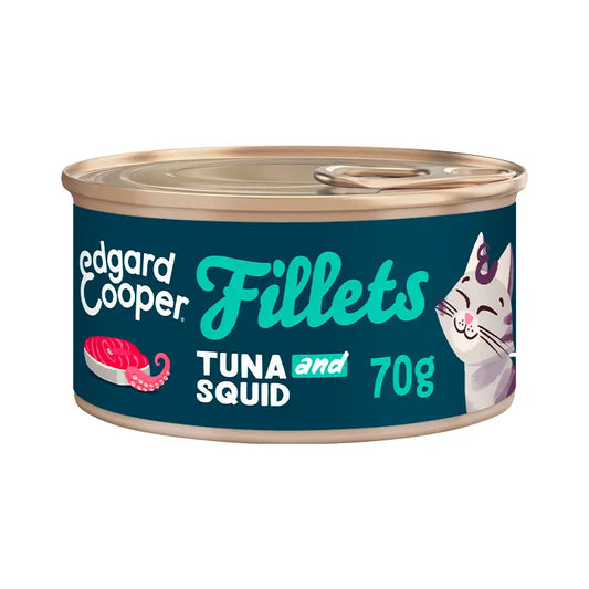 Edgard & Cooper Wet Cat Food 24x70g Filets de thon et de calmar sans céréales