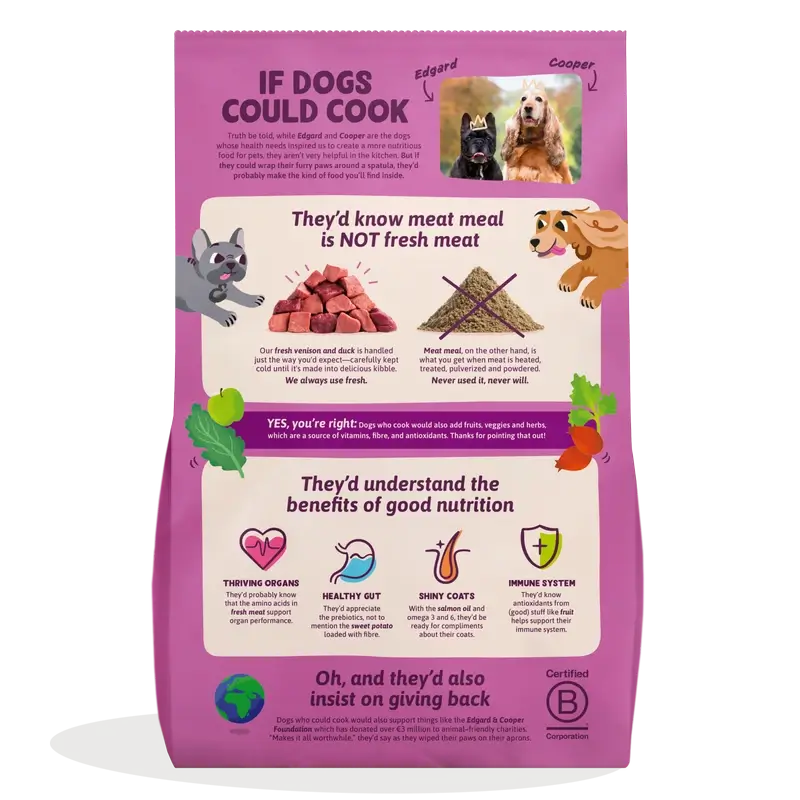 Edgard & Cooper Medium Adult Dog Food With Fresh Venison & Duck , 2.5 kg