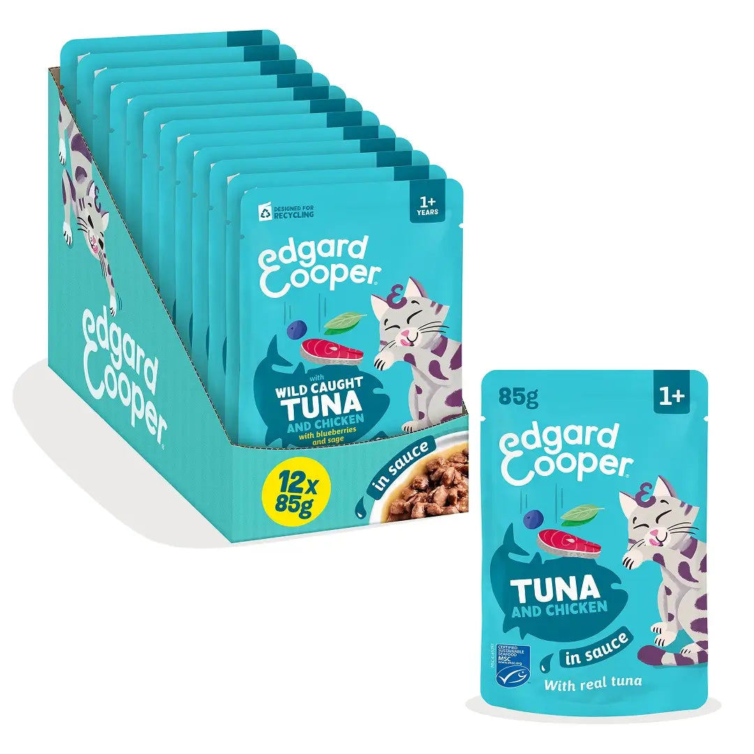 Edgard & Cooper Thon & Poulet en sauce pour chiens adultes, 12 x 85 g