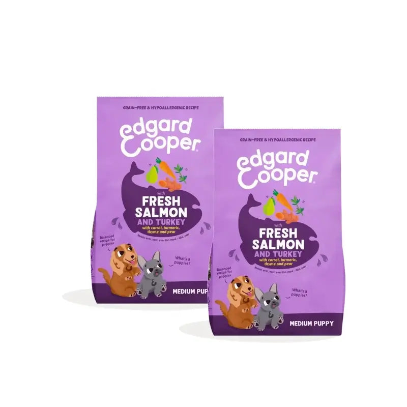 Edgard & Cooper Croquettes pour chiots de taille moyenne au saumon et à la dinde, lot de 2 x 2,5 kg