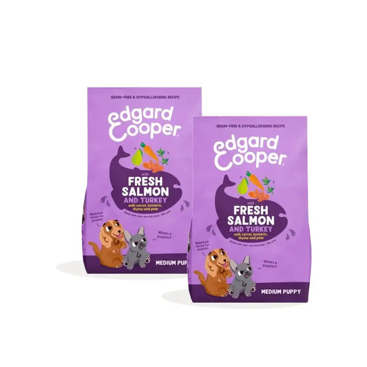 Edgard & Cooper Croquettes pour chiots de taille moyenne au saumon et à la dinde, lot de 2 x 2,5 kg
