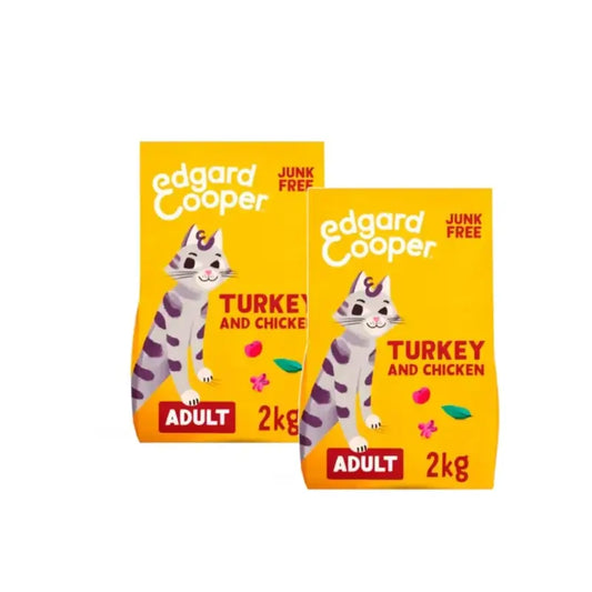 Edgard & Cooper Croquettes pour chat adulte à la dinde et au poulet, lot de 2 x 2 kg