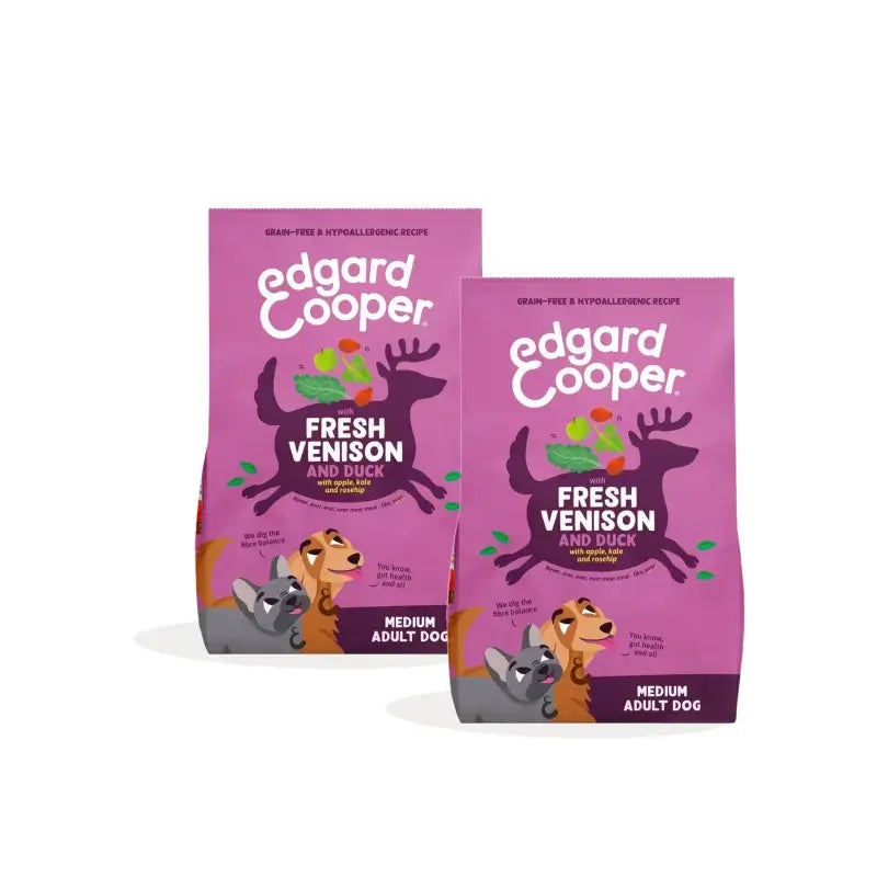 Edgard & Cooper Croquettes pour chiens adultes de taille moyenne au chevreuil et au canard, lot de 2 x 2,5 kg