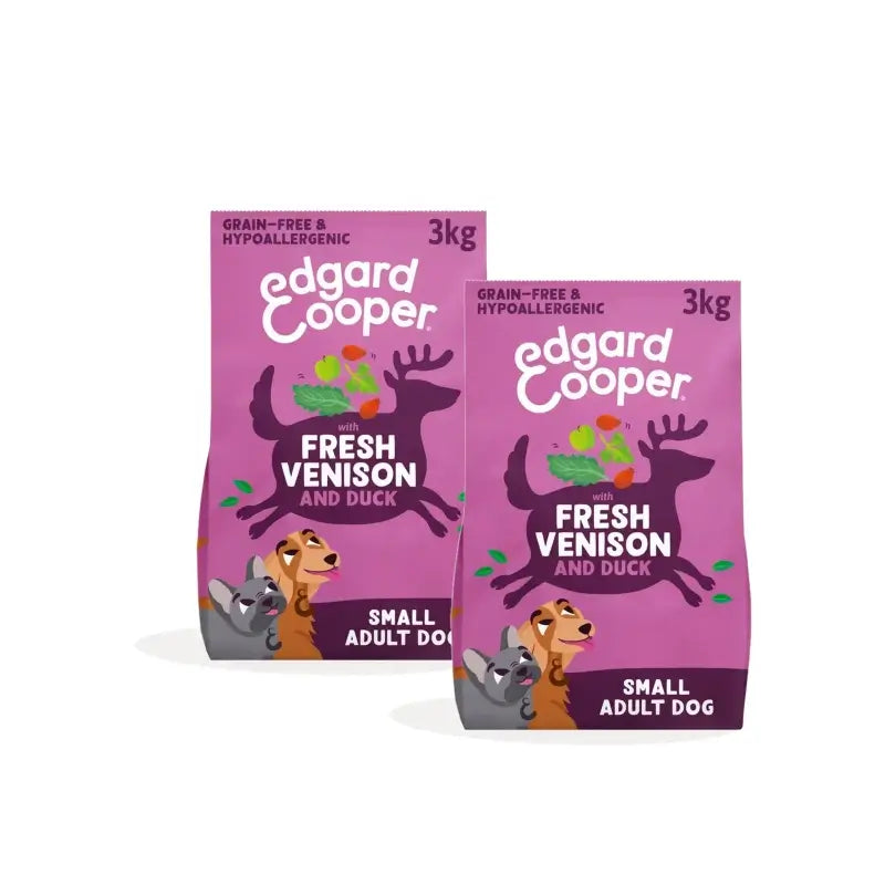 Edgard & Cooper Croquettes pour chiens adultes Mini au cerf et au canard, lot de 2 x 3 kg