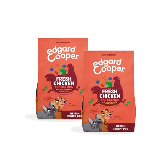 Edgard & Cooper Croquettes pour chiens seniors de taille moyenne au poulet et au saumon, lot de 2 x 2,5 kg