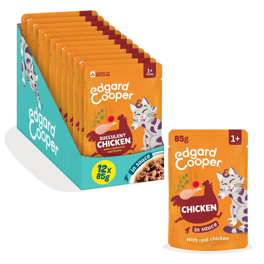 Edgard & Cooper Poulet en sauce pour chiens adultes, 12 x 85 g