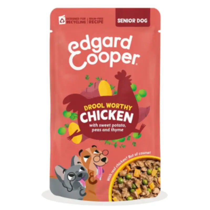 Edgard & Cooper Senior Chicken Stew for Dogs in Pouches with Sweet Potato, Peas and Thyme, 8 x 150 g