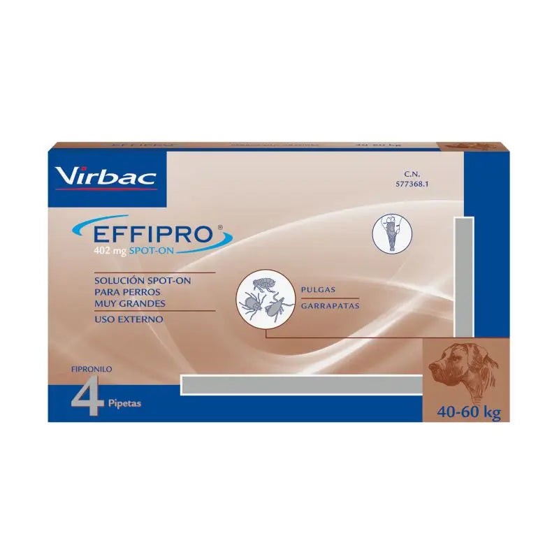 Effipro 402 Mg Spot-On Grands Chiens +40Kg, 4 Pipettes