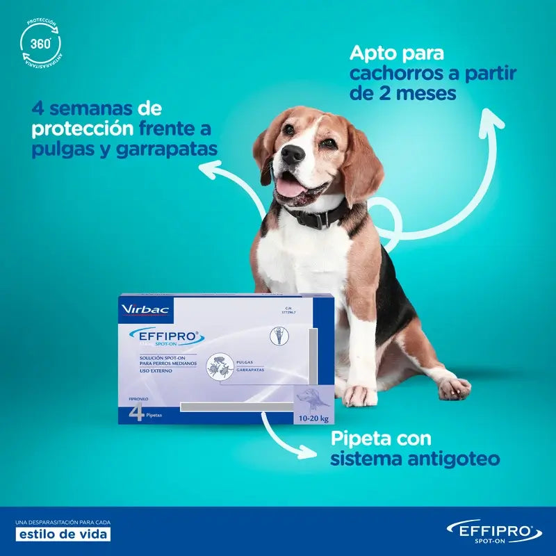 Effipro 402 Mg Spot-On Grands Chiens +40Kg, 4 Pipettes