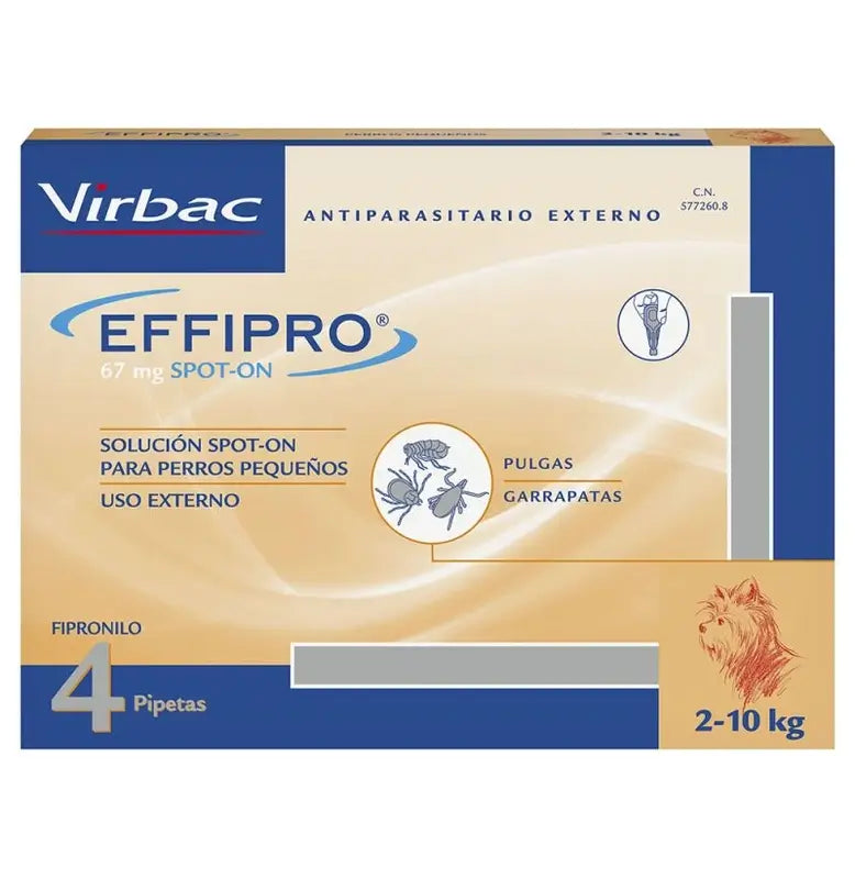 Effipro 67 Mg Spot-On Petits Chiens 2-10Kg, 4 Pipettes