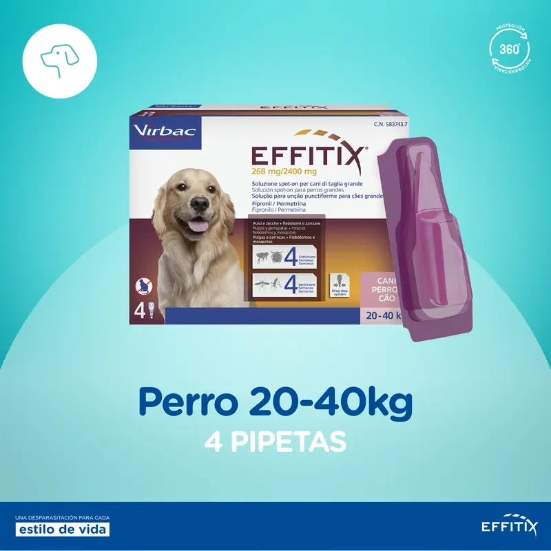 Effitix L Antiparasitaire Grands Chiens 20-40 Kg, 4 Pipettes