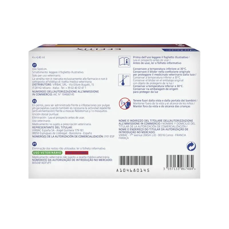 Effitix L Antiparasitaire Grands Chiens 20-40 Kg, 4 Pipettes