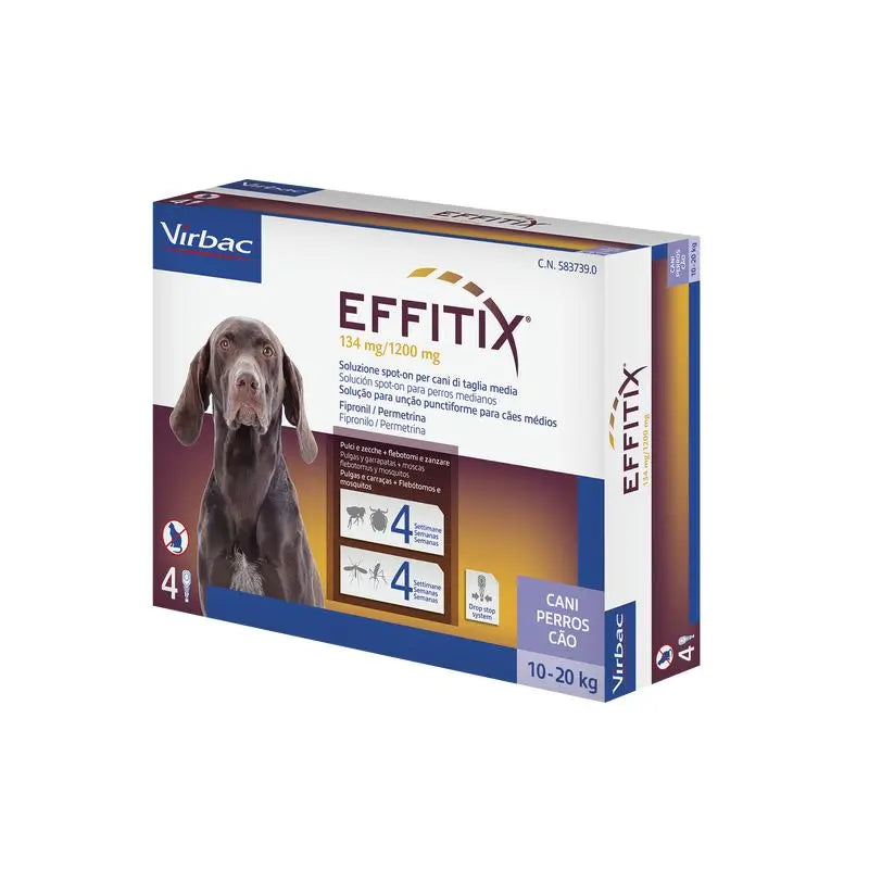 Effitix M Antiparasitaire Chiens Moyens 10-20 Kg, 4 Pipettes