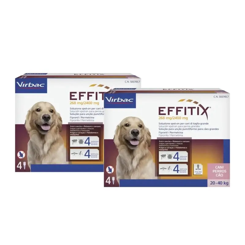 Effitix L - Antiparasitaires pour grands chiens (20-40 kg), lot de 2