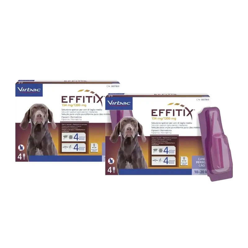 Effitix M - Antiparasitaires pour chiens de taille moyenne (10-20 kg), lot de 2