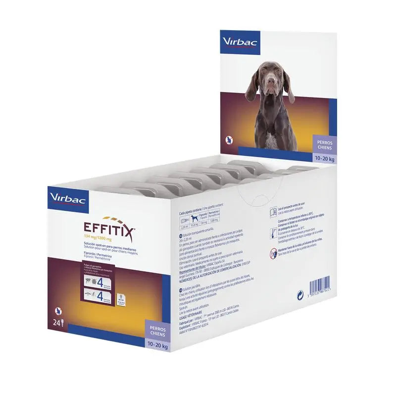 Effitix M Antiparasitaire Chiens Moyens 10-20 Kg, 24 Pipettes