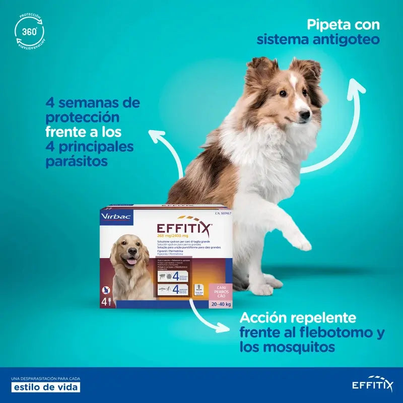 Effitix S Antiparasitaire Petits Chiens 4-10 Kg, 4 Pipettes