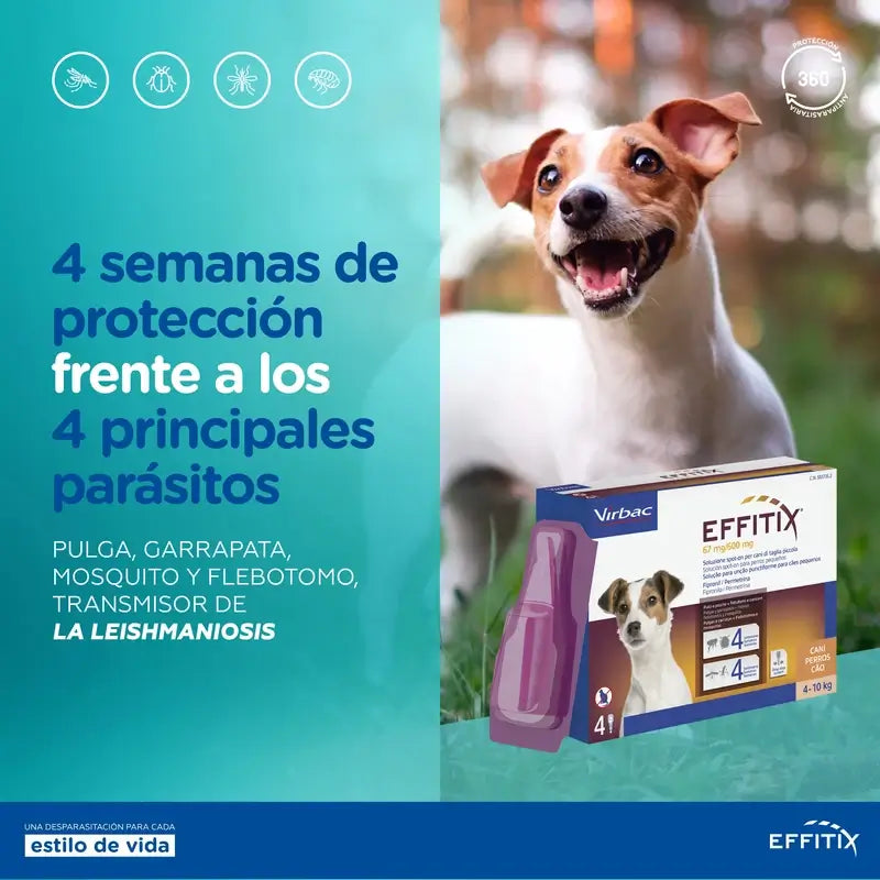 Effitix S Antiparasitaire Petits Chiens 4-10 Kg, 4 Pipettes