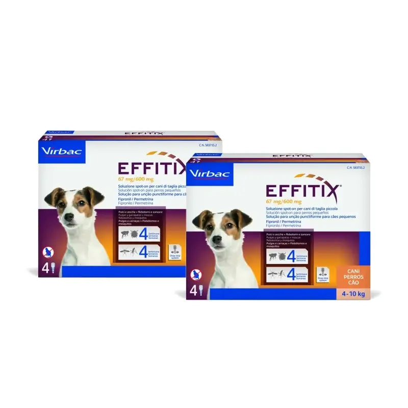 Effitix S - Traitement antiparasitaire pour petits chiens (4 à 10 kg), lot de 2