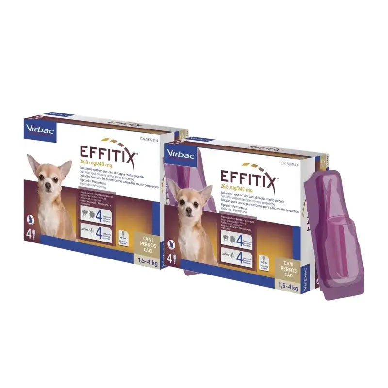 Effitix Xs - Traitement antiparasitaire pour très petits chiens (1,5 à 4 kg), lot de 2