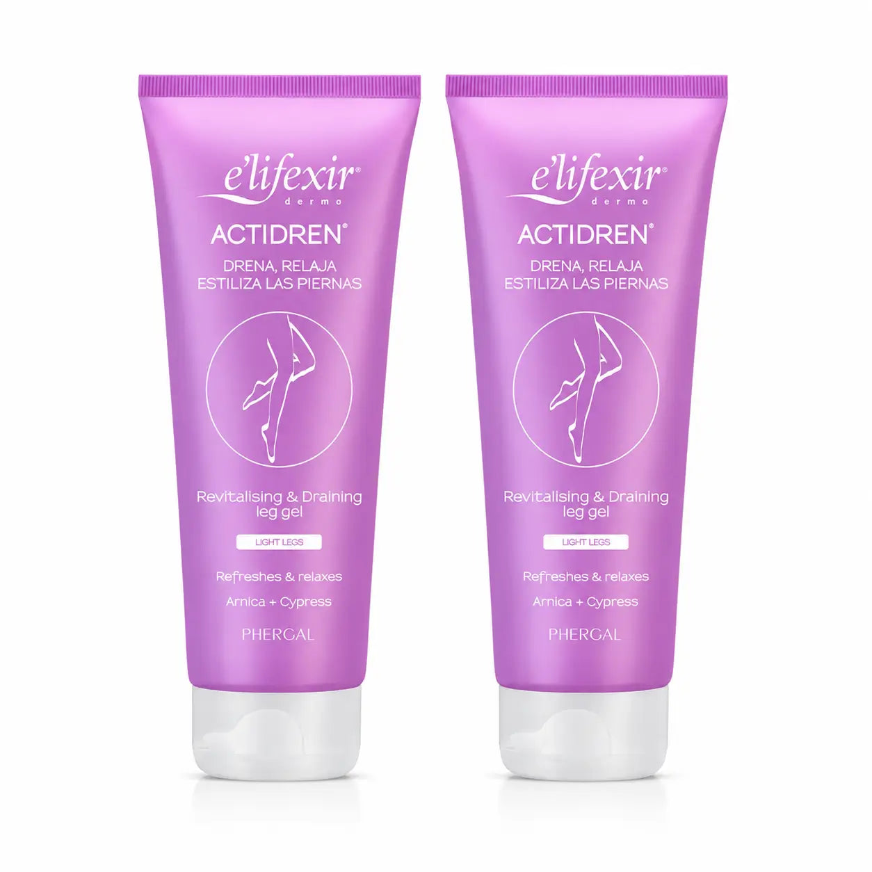 Elifexir Actidren Crème gel drainante relaxante pour les jambes fatiguées 200ml, pack 2