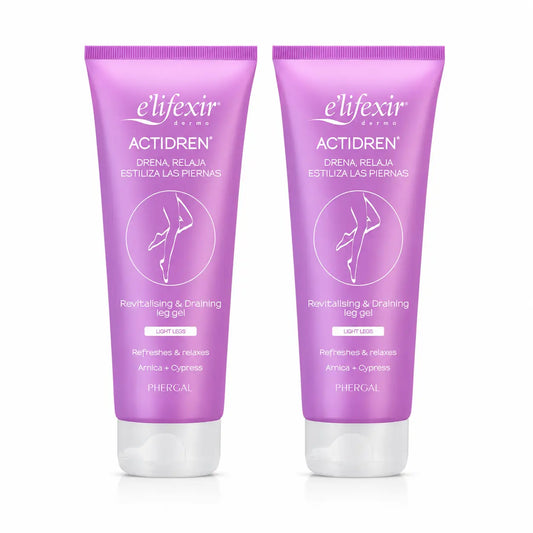 Elifexir Actidren Crème gel drainante relaxante pour les jambes fatiguées 200ml, pack 2