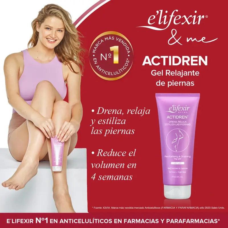 Elifexir Actidren Gel Crème de drainage relaxante Jambes fatiguées 200Ml