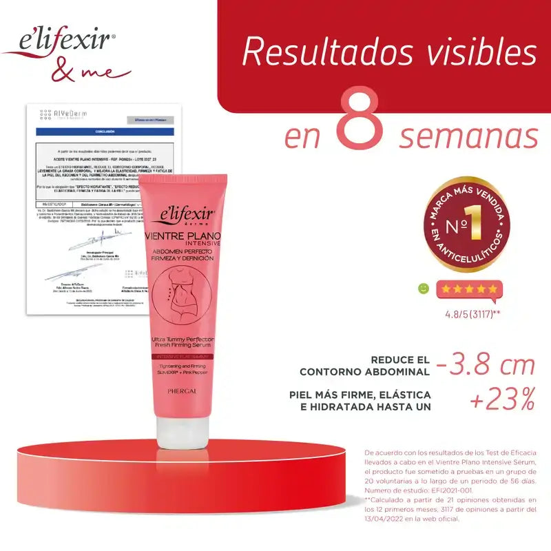 Elifexir Sérum Ventre Plat Réducteur Intensif Abdomen Raffermissant Brûleur de Graisse 150Ml