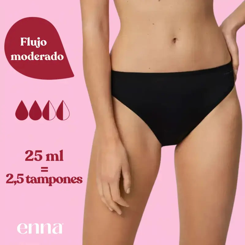 Enna Menstrual Panty Free Cut Medium Flow Day Taille 2, Noir