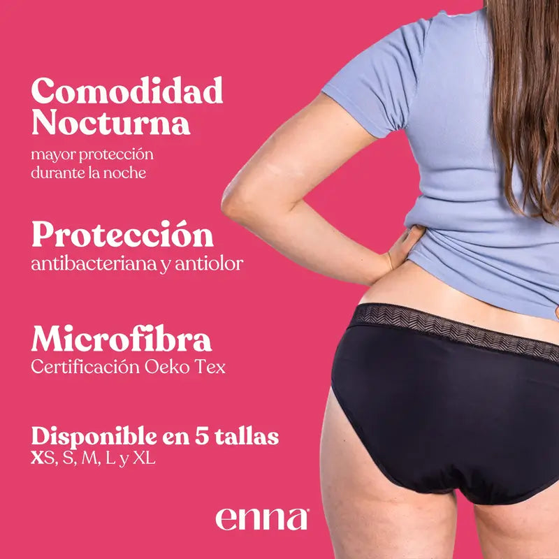 Enna Menstrual Panty Modern Hipster Night - Heavy Flow, Taille L, Noir