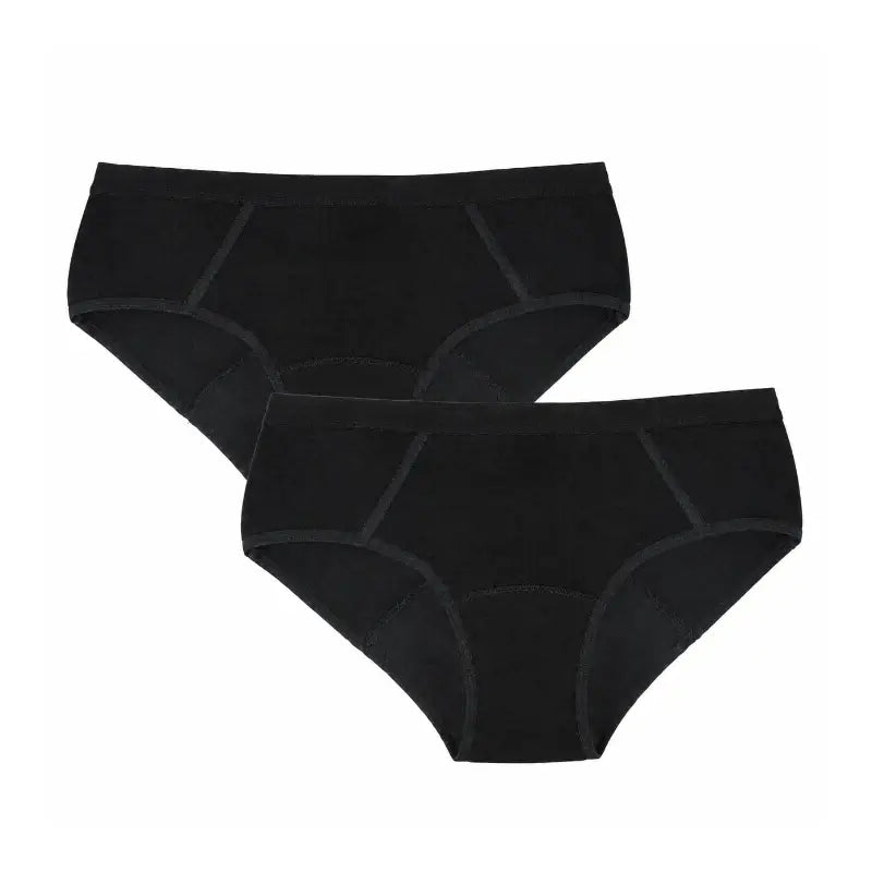 Enna Menstrual Panty Teens Sporty - débit moyen, 152 cm, noir, paquet de 2 unités