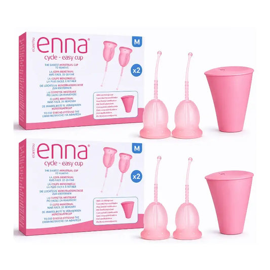Enna Cycle Easy Coupe Menstruelle Taille M, 2 coupes + boîte stérilisée, Pack 2 pcs.