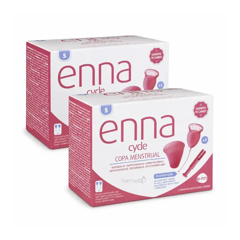 Enna Cycle Easy Coupe Menstruelle Taille M, 2 Coupes + Boîte de stérilisation Pack 2 pcs 4 Coupes
