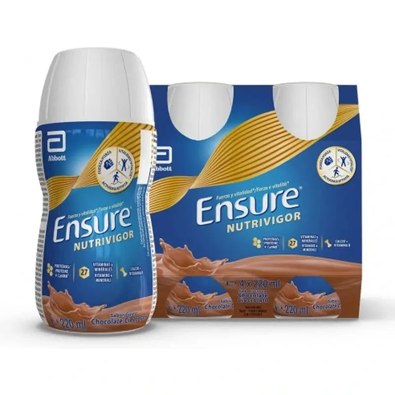 Ensure Nutrivigor Chocolate Milkshake Adult, 4 bouteilles x 220ml