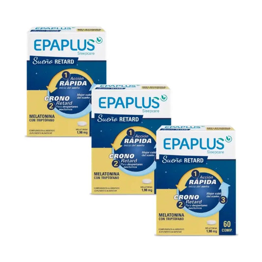 Epaplus Sleepcare Melatonin Retard Avec Tryptophane Pack 3 x 60 comprimés