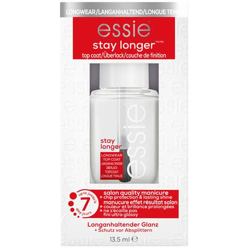 Essie Stay Longer Nail Top Coat, Longue durée jusqu'à 7 jours, séchage rapide